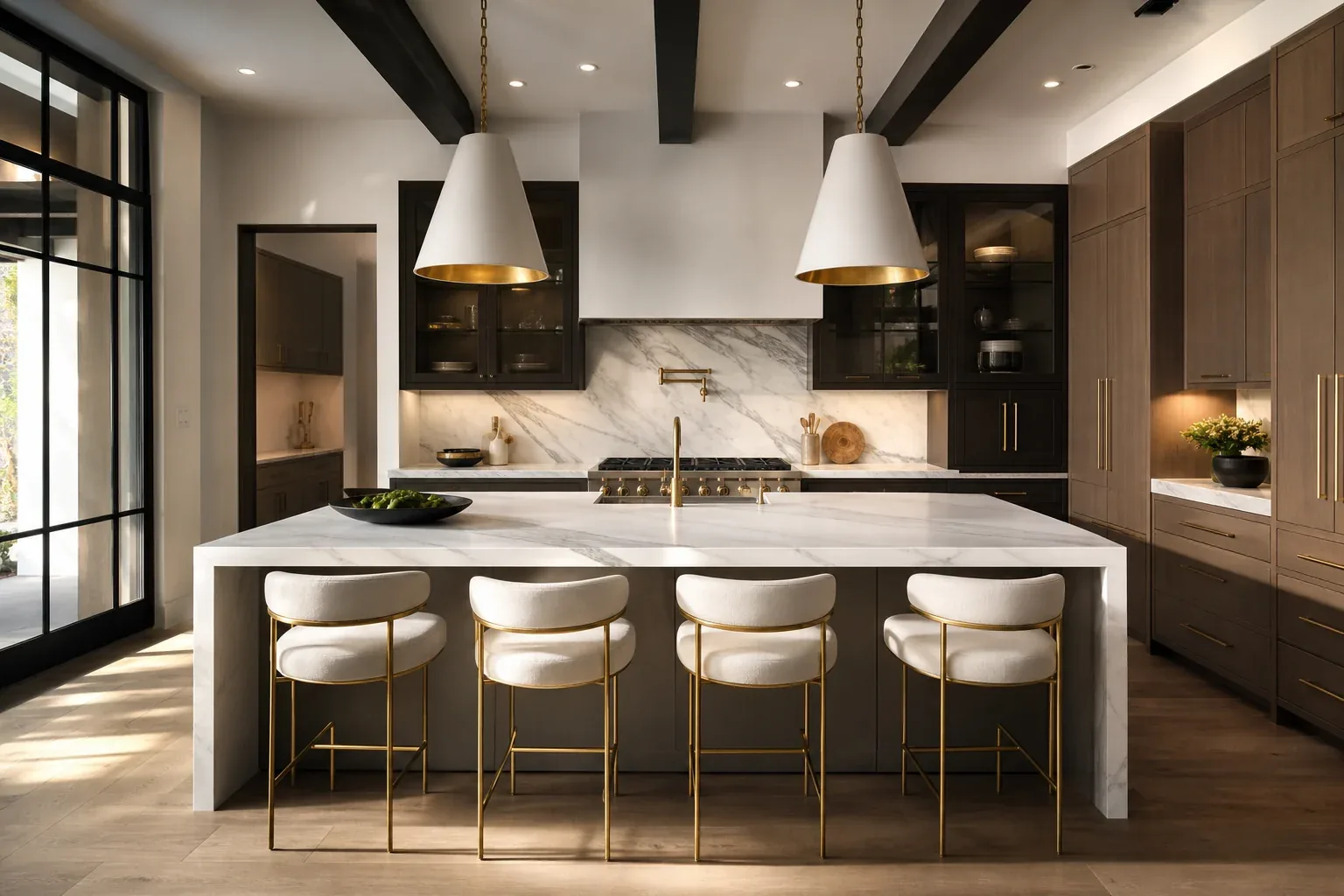 Remodeled kitchen with shaker cabinets, stone countertops and tile backsplash in Charlotte, NC