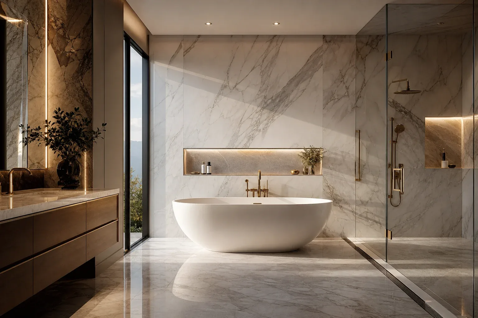 Remodeled bathroom with tiled walk-in shower and glass enclosure in a Charlotte, NC home